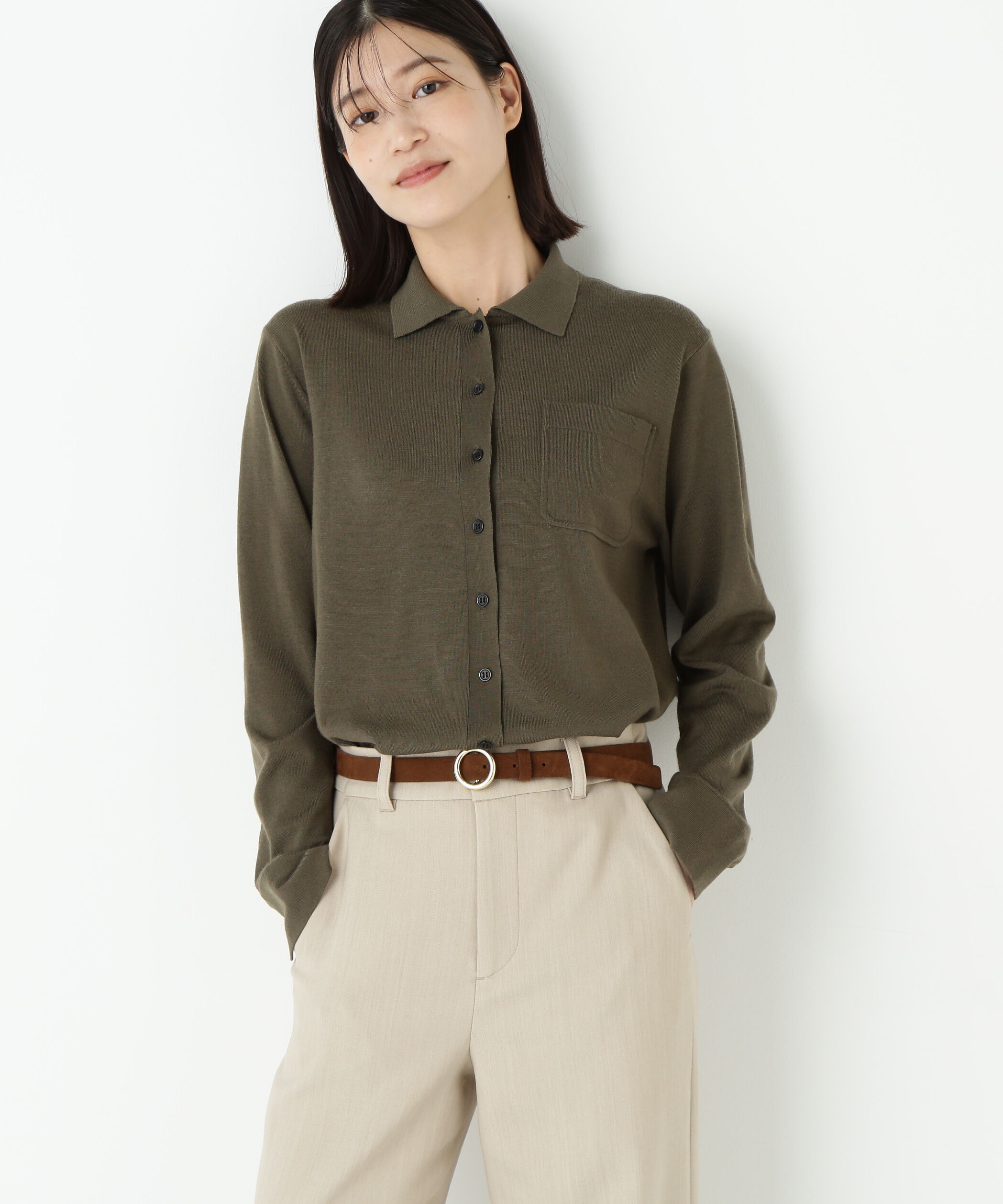  「◆クリアウール混ニットシャツ」|ニット・セーター|