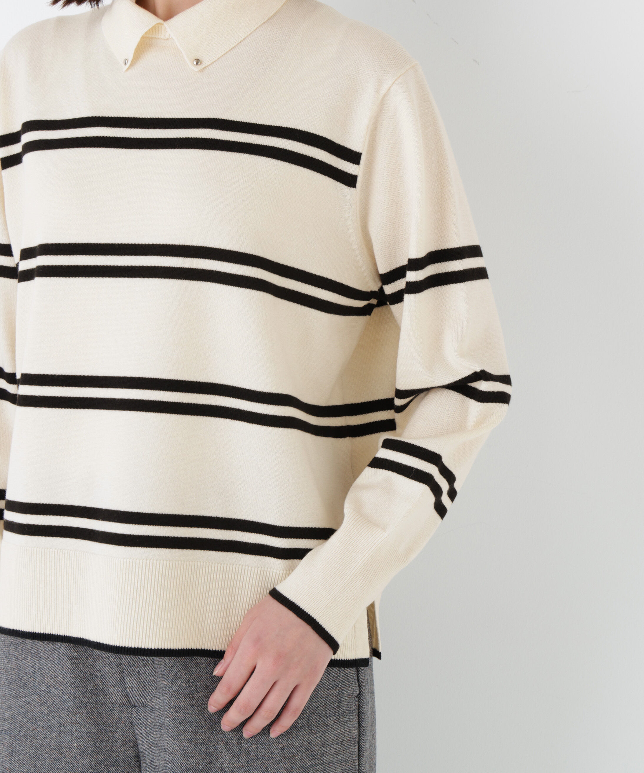  「◆ハイゲージプレーティング天竺衿付きニット」|ニット・セーター|