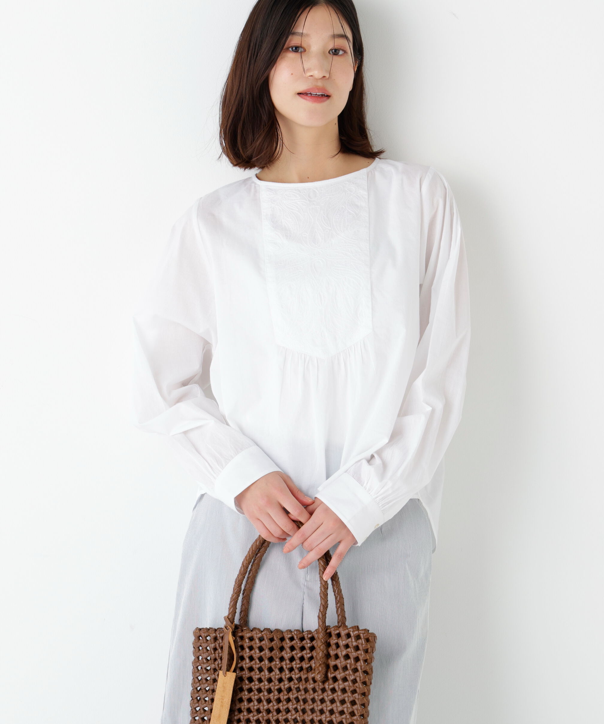  「◆インドキルトヨークノーカラーブラウス」|シャツ・ブラウス|