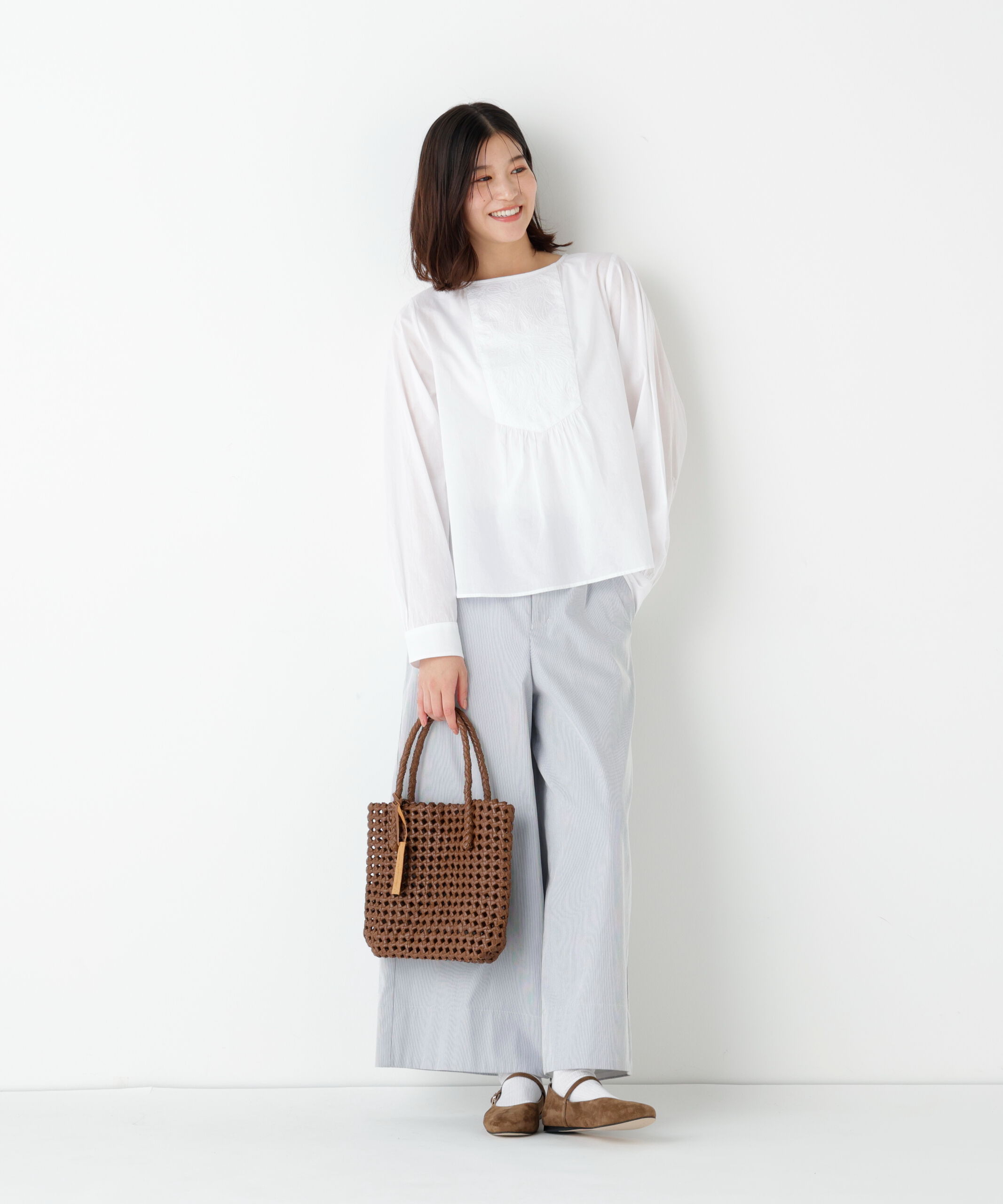  「◆インドキルトヨークノーカラーブラウス」|シャツ・ブラウス|