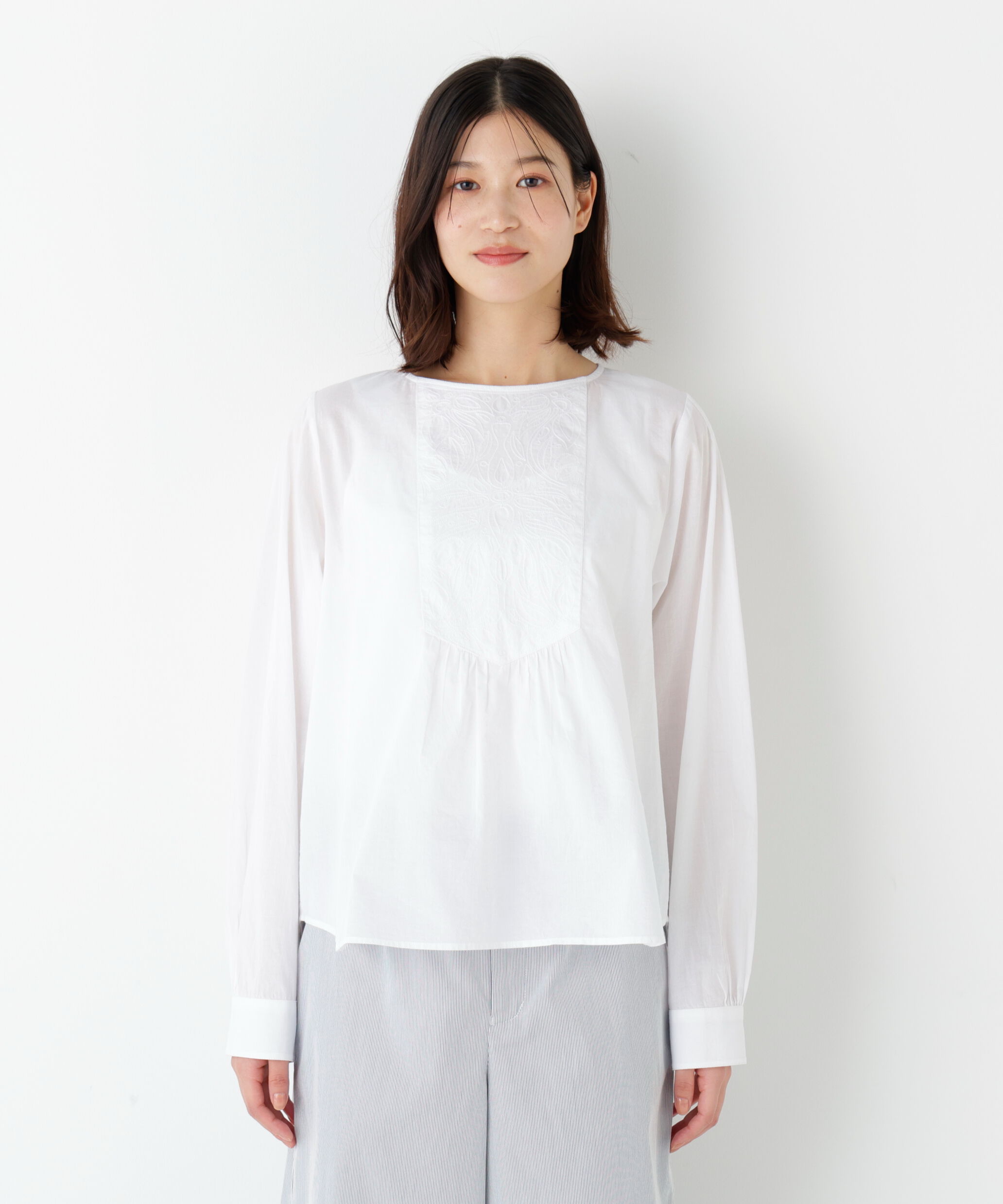  「◆インドキルトヨークノーカラーブラウス」|シャツ・ブラウス|