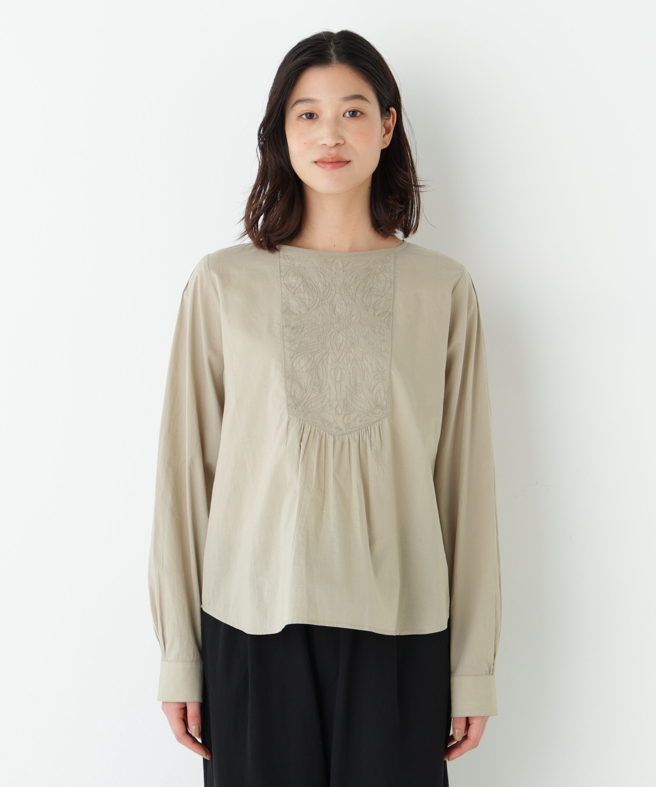 「◆インドキルトヨークノーカラーブラウス」|シャツ・ブラウス|