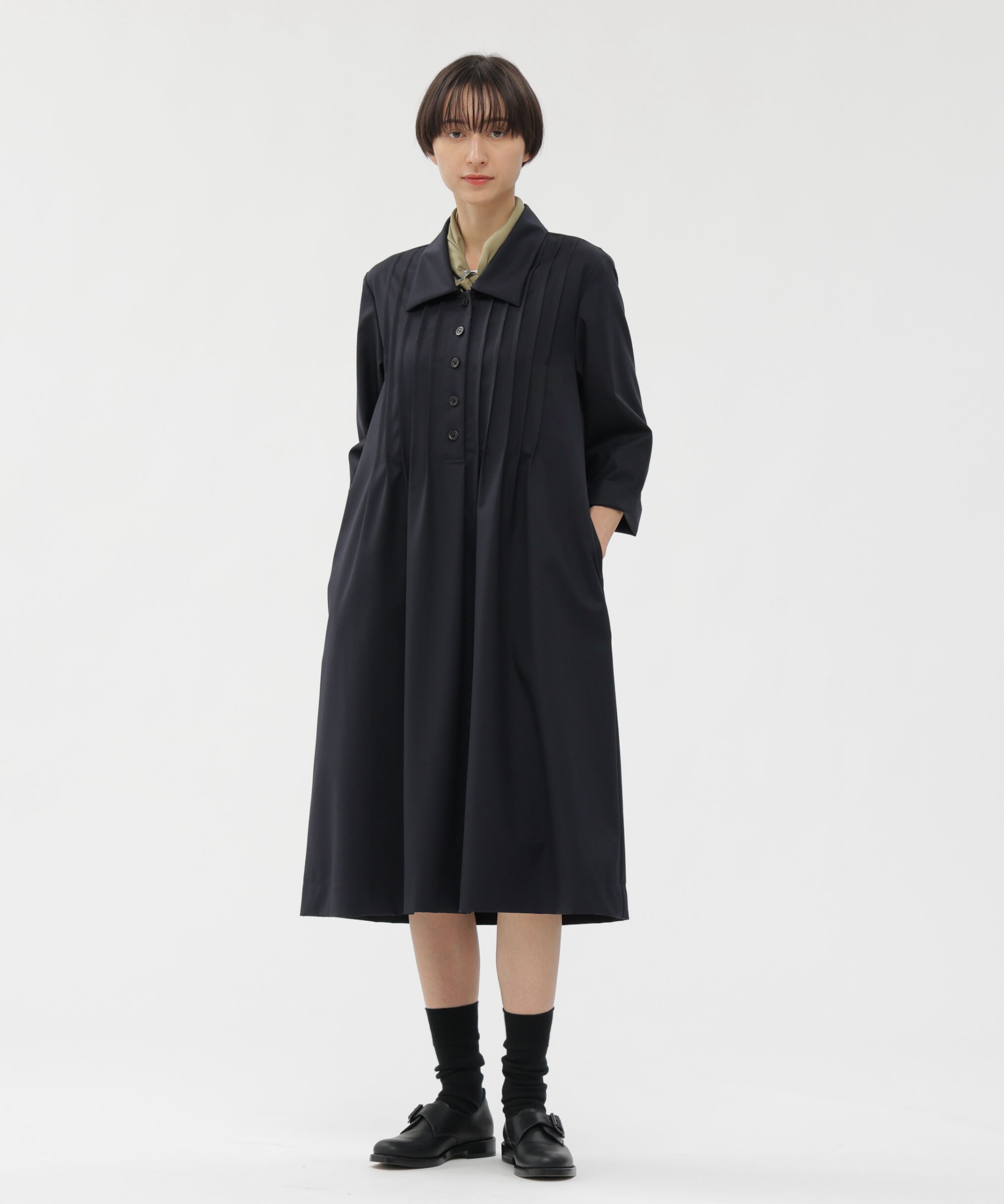  「FINE WOOL TWILL DRESS」|ワンピース|DARK NAVY1