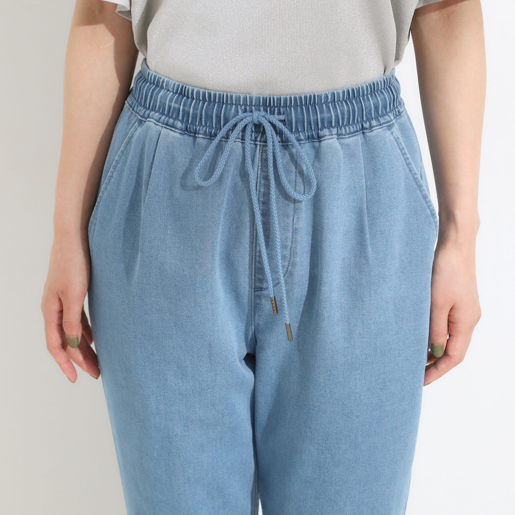 SHOO･LA･RUE「【高レビュー/SS-LL/美脚シルエット】自然に体型カバー イージーデニム テーパードパンツ」|デニム|