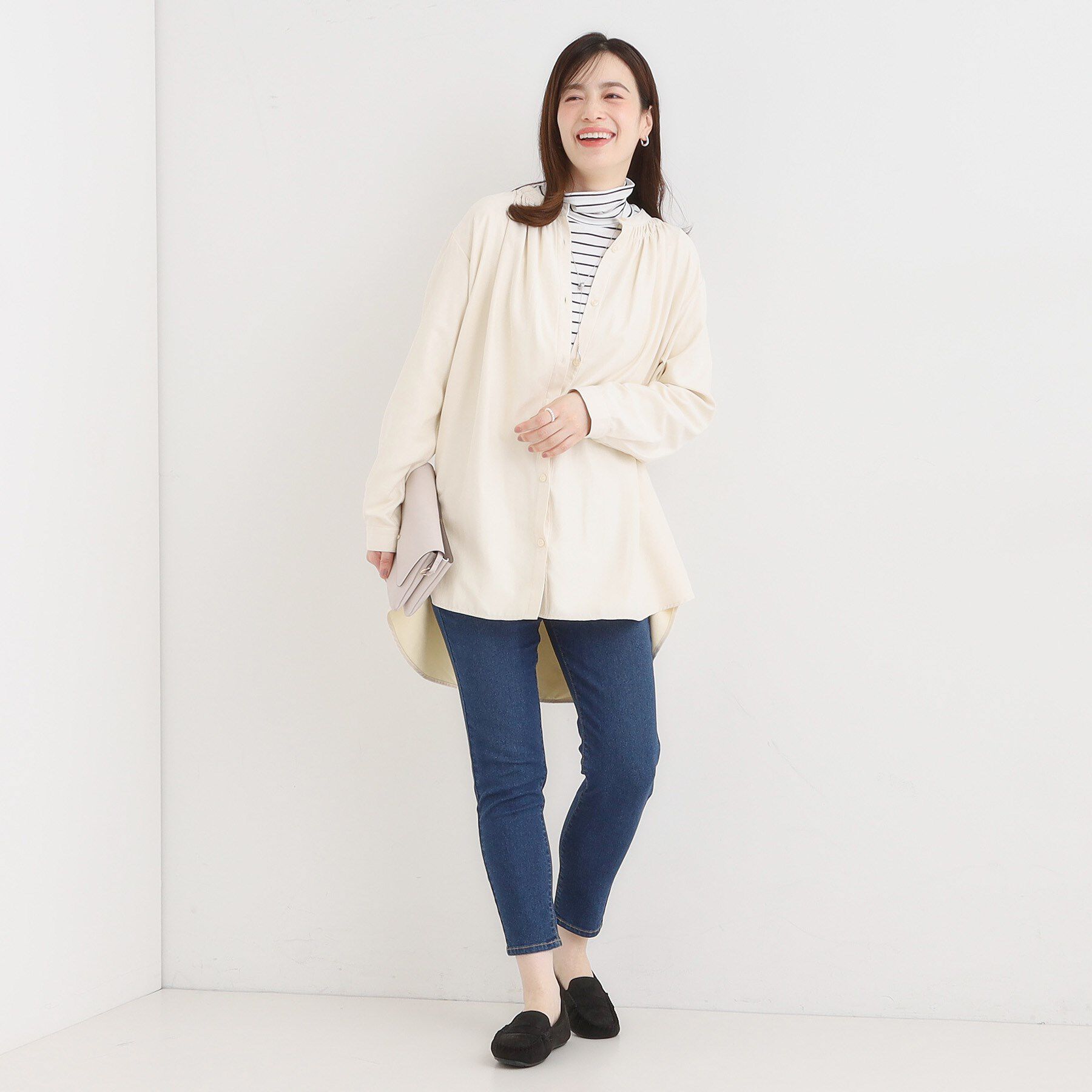 SHOO･LA･RUE「【洗濯機可/S-LL】程よくゆるり マイクロコールチュニック」|チュニック|