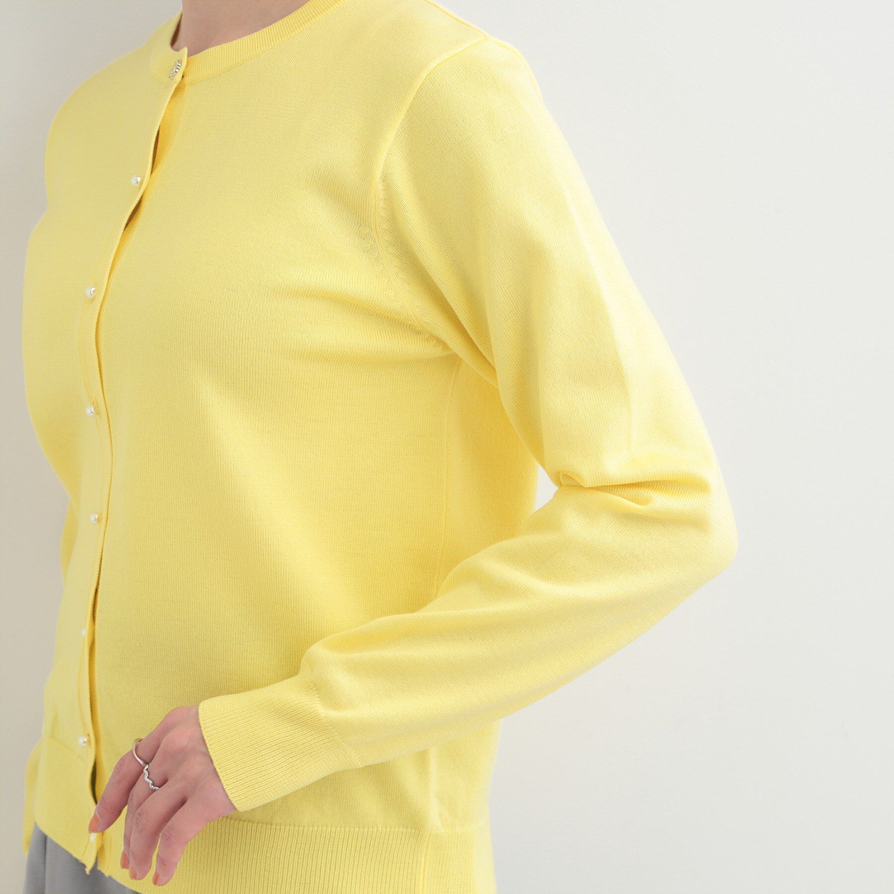 SHOO･LA･RUE「【洗濯機可/S-LL/セットアップ可】シンプルきれい見え クルーネックカーディガン」|カーディガン|