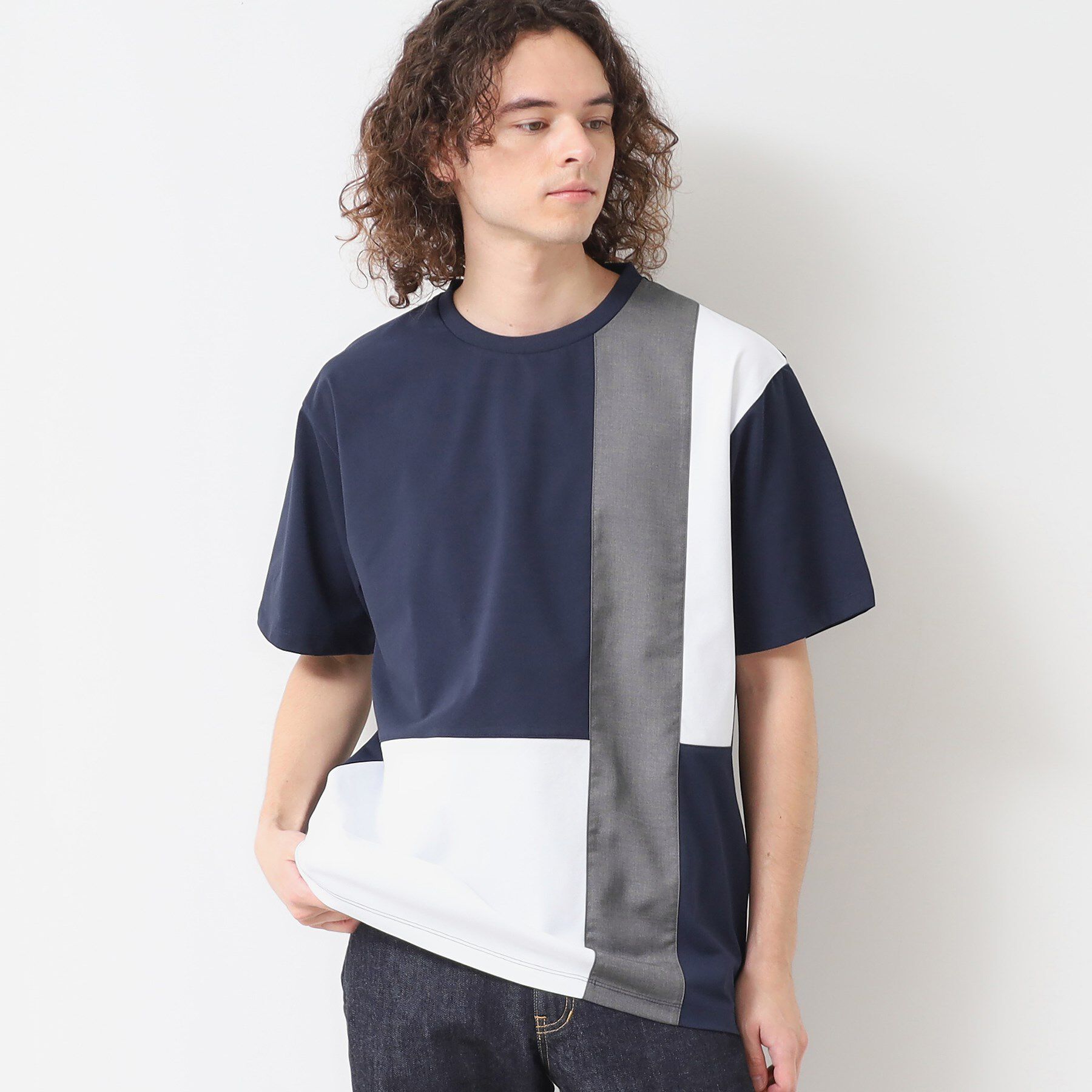 Dessin「【洗える】ブロック切り替えTシャツ」|Tシャツ・カットソー|