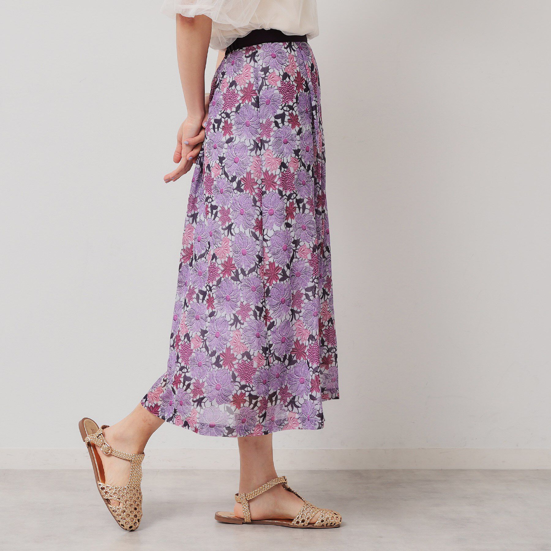 SunaUna「【&yours project／S～L】レース柄フレアスカート」|スカート|