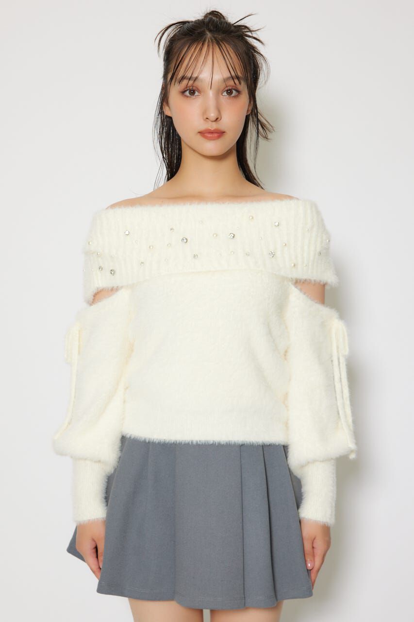 rienda「オフショルシャギーレディーニットトップス」|ニット・セーター|