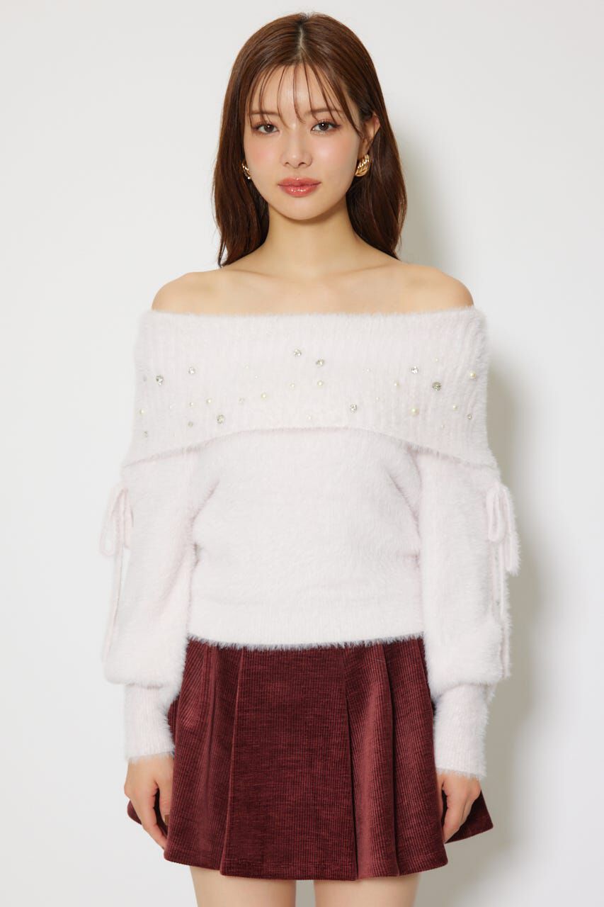 rienda「オフショルシャギーレディーニットトップス」|ニット・セーター|