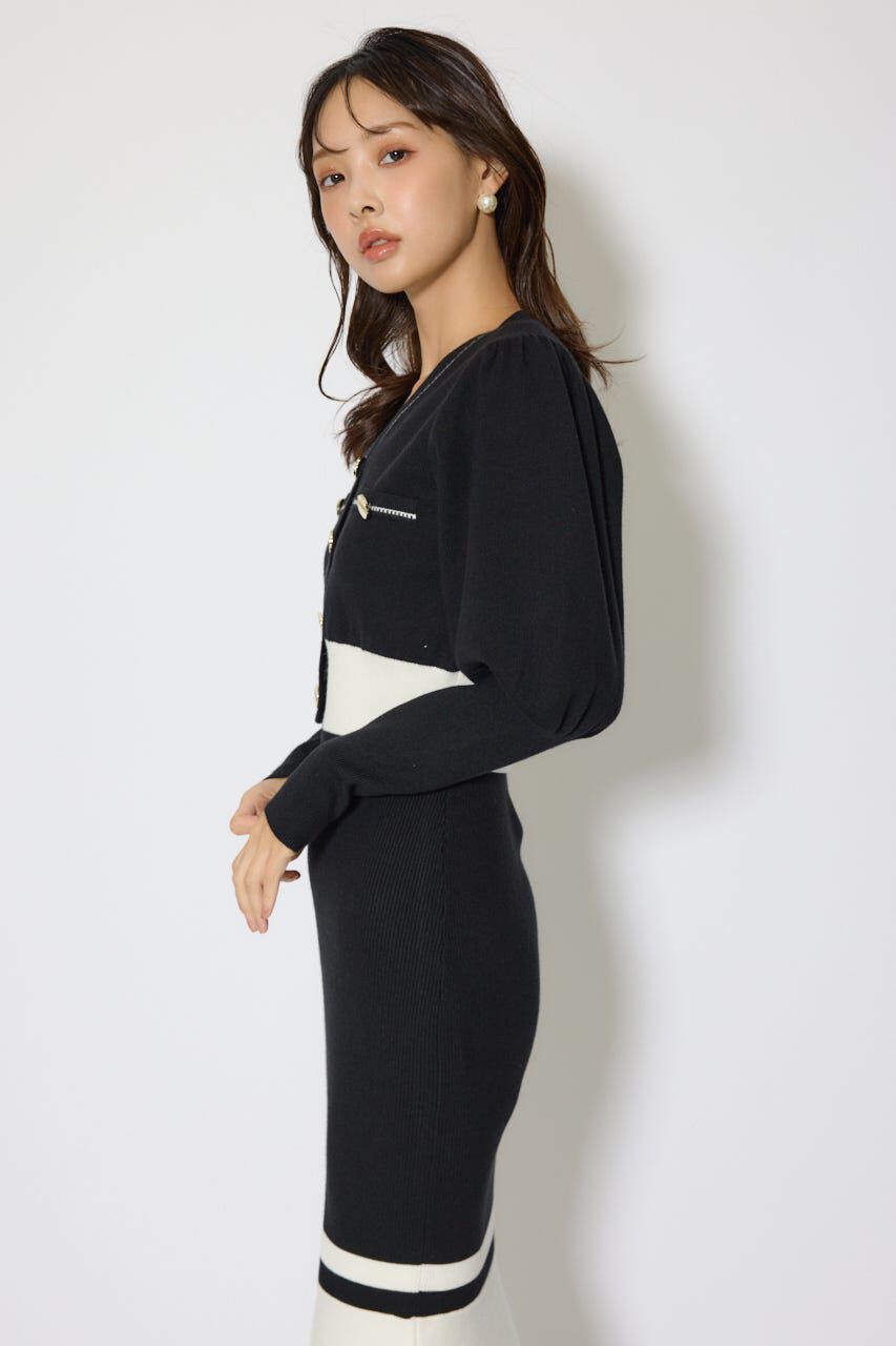 rienda「バイカラーカーデセットニットワンピース」|ワンピース|