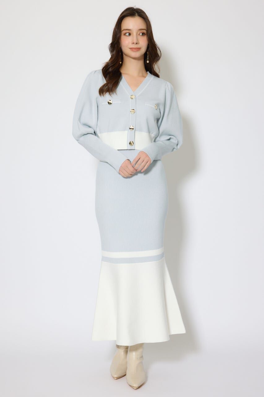 rienda「バイカラーカーデセットニットワンピース」|ワンピース|