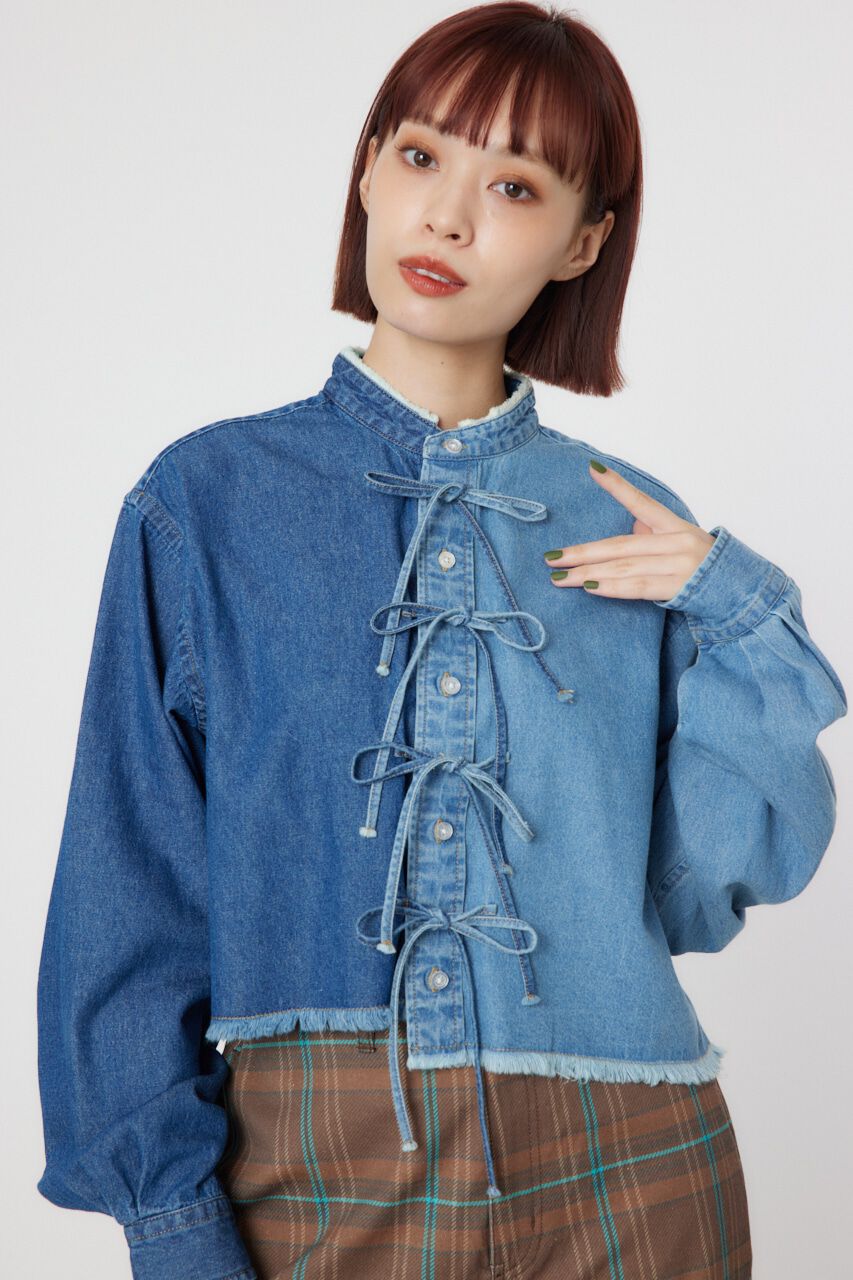 RODEO CROWNS「リボンクロップドシャツ」|シャツ・ブラウス|BLU