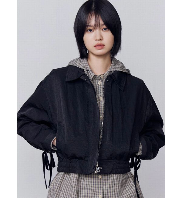 EMODA「バックレースアップショートブルゾン」|ブルゾン・スタジャン|ブラック