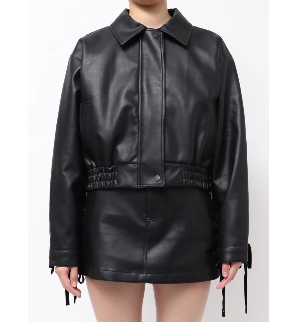 EMODA「バックレースアップショートブルゾン」|ブルゾン・スタジャン|