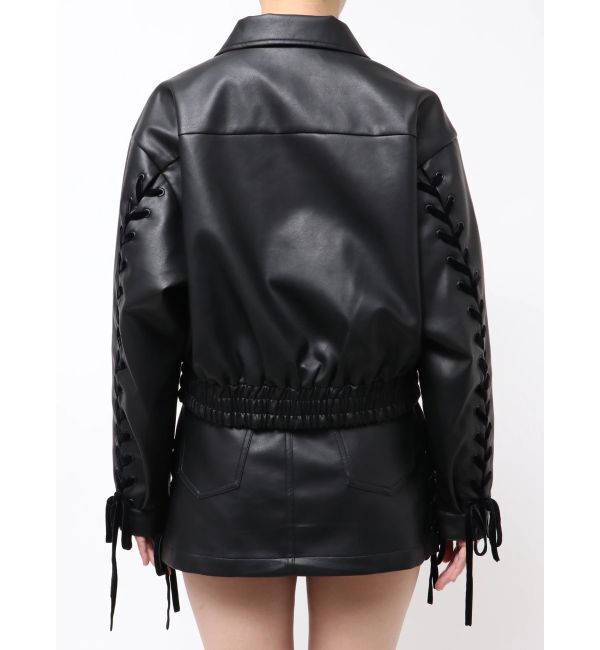 EMODA「バックレースアップショートブルゾン」|ブルゾン・スタジャン|