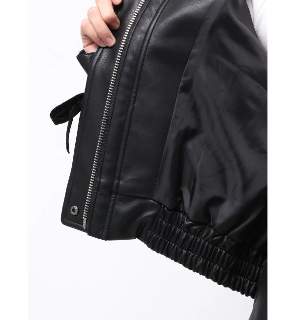 EMODA「バックレースアップショートブルゾン」|ブルゾン・スタジャン|