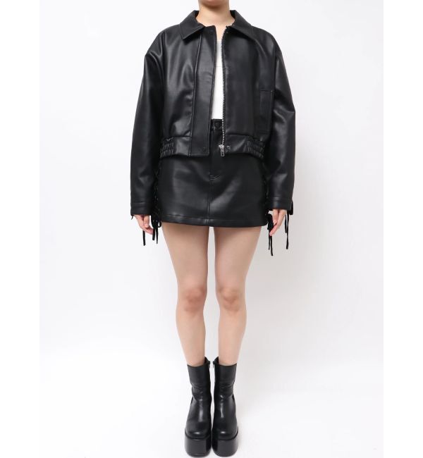 EMODA「バックレースアップショートブルゾン」|ブルゾン・スタジャン|