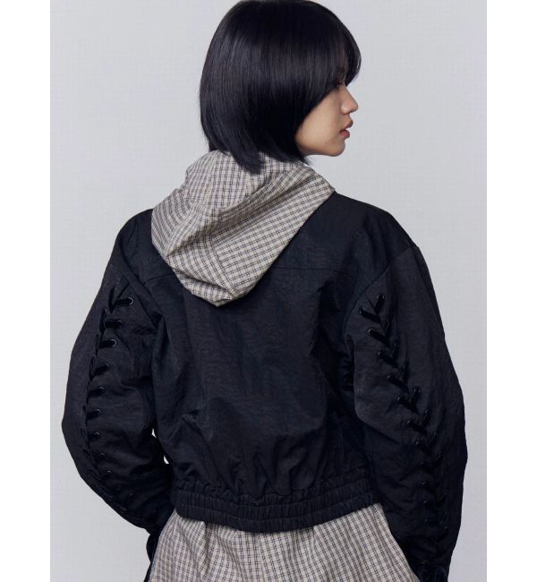 EMODA「バックレースアップショートブルゾン」|ブルゾン・スタジャン|