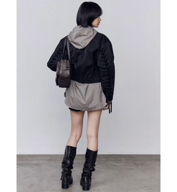 EMODA「バックレースアップショートブルゾン」|ブルゾン・スタジャン|