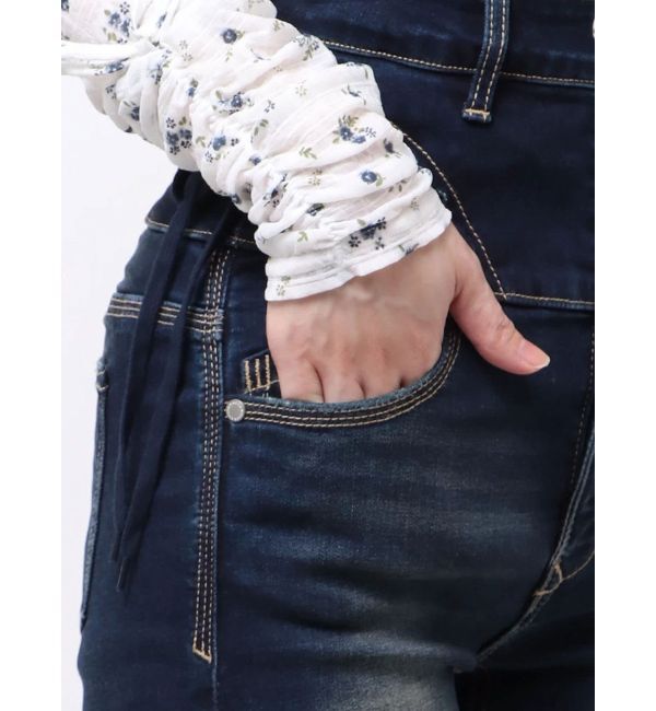 EMODA「カーブレースアップハイウエストフレアパギンス」|デニム|