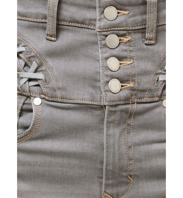 EMODA「カーブレースアップハイウエストフレアパギンス」|デニム|