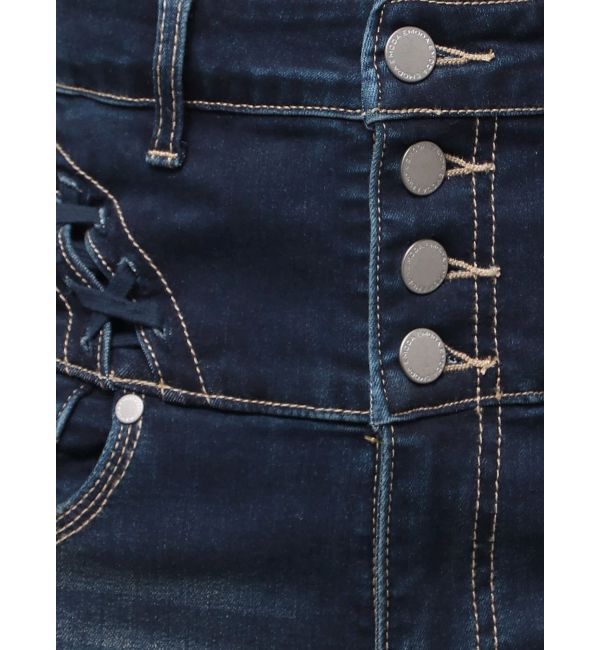 EMODA「カーブレースアップハイウエストフレアパギンス」|デニム|