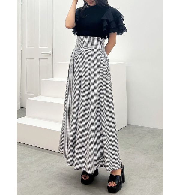 MERCURYDUO「異素材ボリュームラッフルスリーブニット」|ニット・セーター|