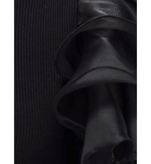 MERCURYDUO「異素材ボリュームラッフルスリーブニット」|ニット・セーター|