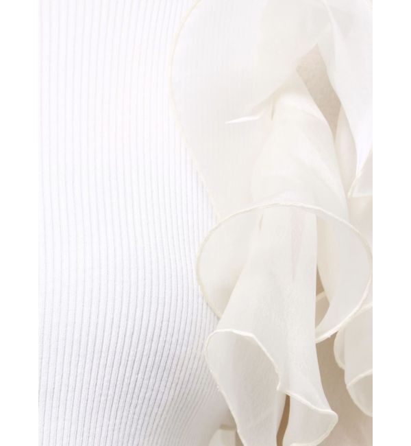 MERCURYDUO「異素材ボリュームラッフルスリーブニット」|ニット・セーター|