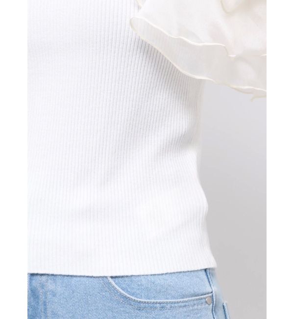 MERCURYDUO「異素材ボリュームラッフルスリーブニット」|ニット・セーター|