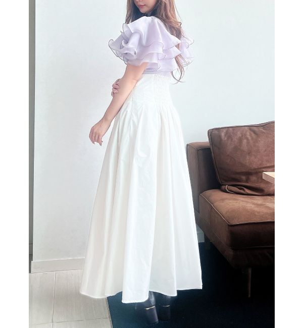 MERCURYDUO「異素材ボリュームラッフルスリーブニット」|ニット・セーター|