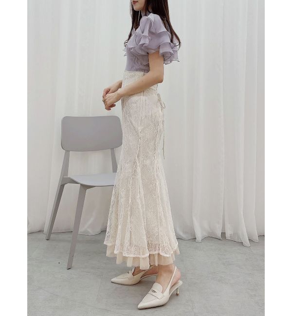 MERCURYDUO「異素材ボリュームラッフルスリーブニット」|ニット・セーター|