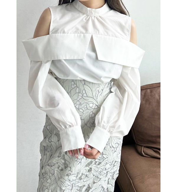 MERCURYDUO「オフショルダーボリュームスリーブブラウス」|シャツ・ブラウス|