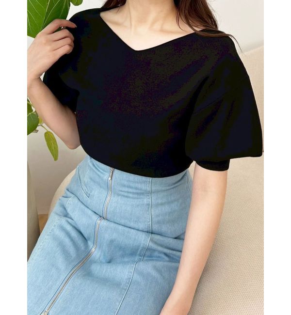 MERCURYDUO「総針バルーン袖ニット」|ニット・セーター|ブラック