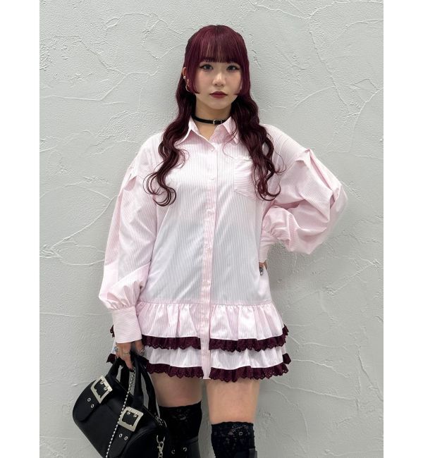 jouetie「ヘムフリルチュニックシャツ」|シャツ・ブラウス|ピンク