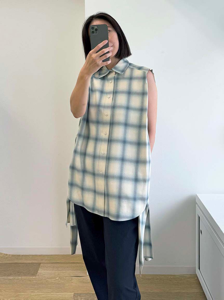 styling/「サイドリボンノースリーブシャツ」|シャツ・ブラウス|