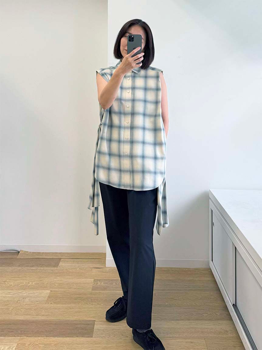 styling/「サイドリボンノースリーブシャツ」|シャツ・ブラウス|