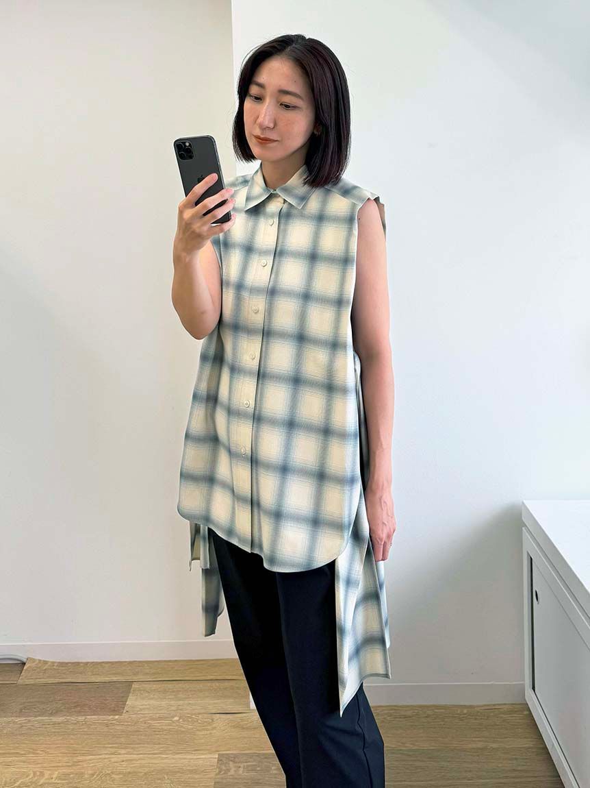 styling/「サイドリボンノースリーブシャツ」|シャツ・ブラウス|BLU