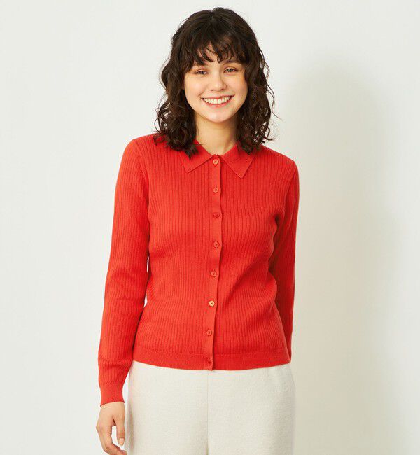 MACKINTOSH PHILOSOPHY「GREY LABEL 衿付ニットカーディガン」|ニット・セーター|レッド