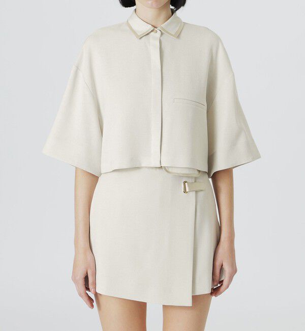  「【手洗い可】クロップドハーフスリーブシャツ」|シャツ・ブラウス|
