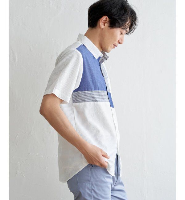 ikka「サッカーブロックス切り替えシャツ」|シャツ・ブラウス|