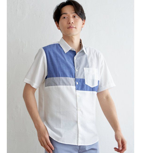 ikka「サッカーブロックス切り替えシャツ」|シャツ・ブラウス|