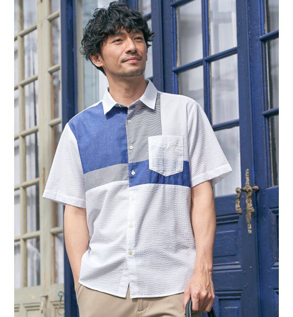 ikka「サッカーブロックス切り替えシャツ」|シャツ・ブラウス|