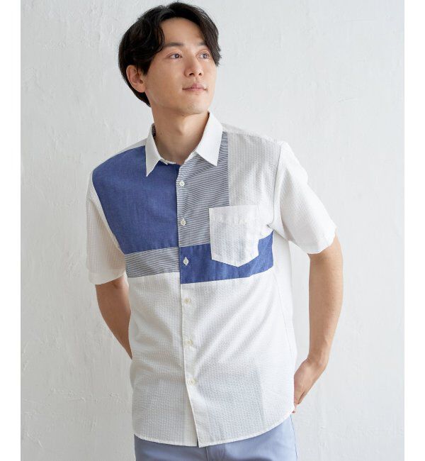 ikka「サッカーブロックス切り替えシャツ」|シャツ・ブラウス|