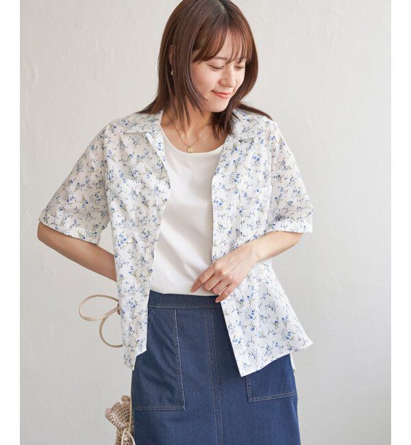 ikka「涼やか開襟ポケ付きシャツ」|シャツ・ブラウス|ホワイト