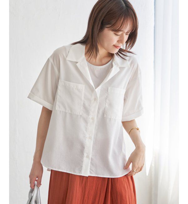 ikka「涼やか開襟ポケ付きシャツ」|シャツ・ブラウス|オフホワイト