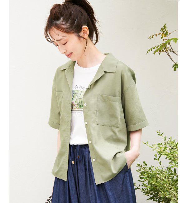 ikka「涼やか開襟ポケ付きシャツ」|シャツ・ブラウス|