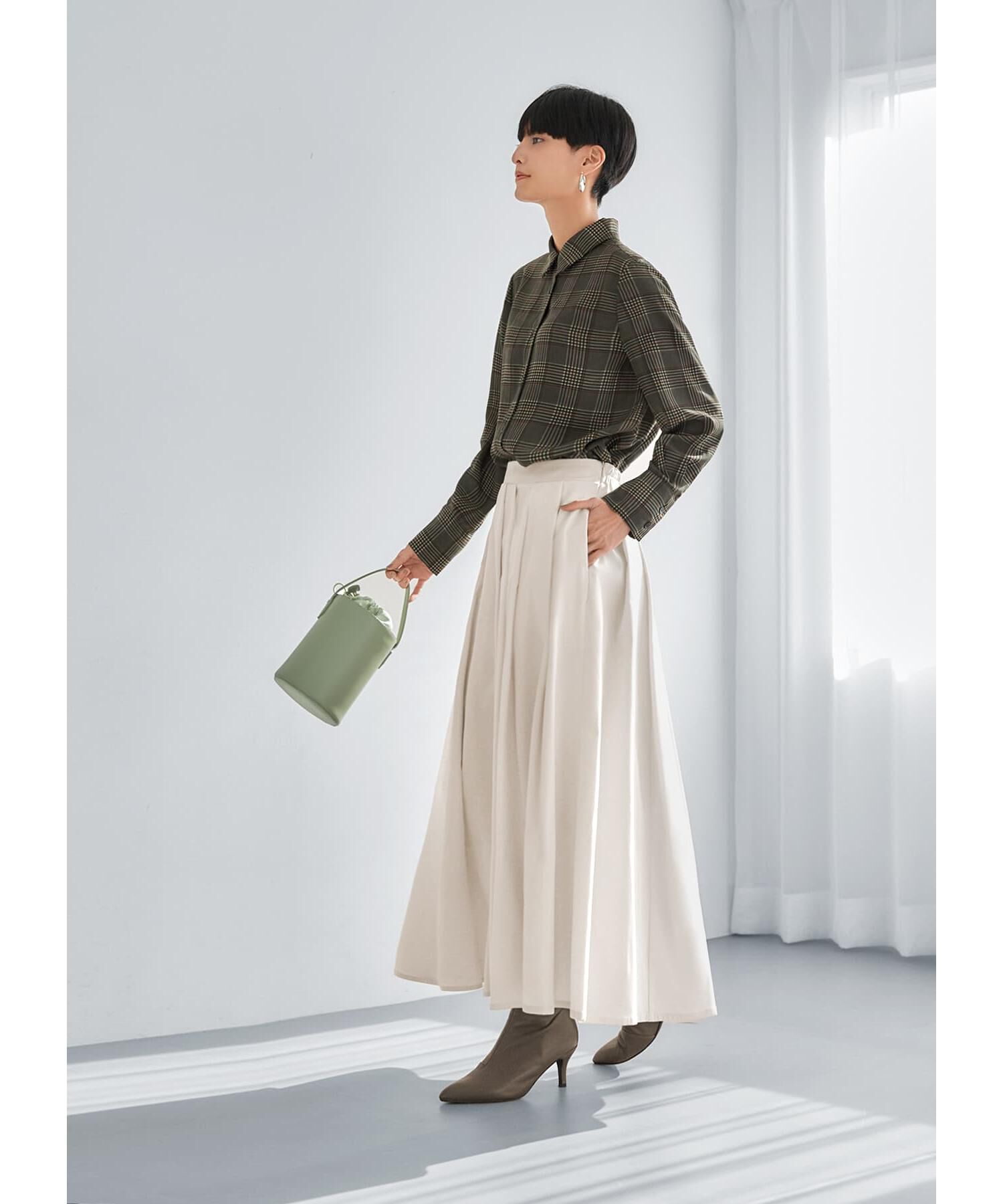 STYLE DELI「【LUXE】マットサテンチェック柄シャツ」|シャツ・ブラウス|