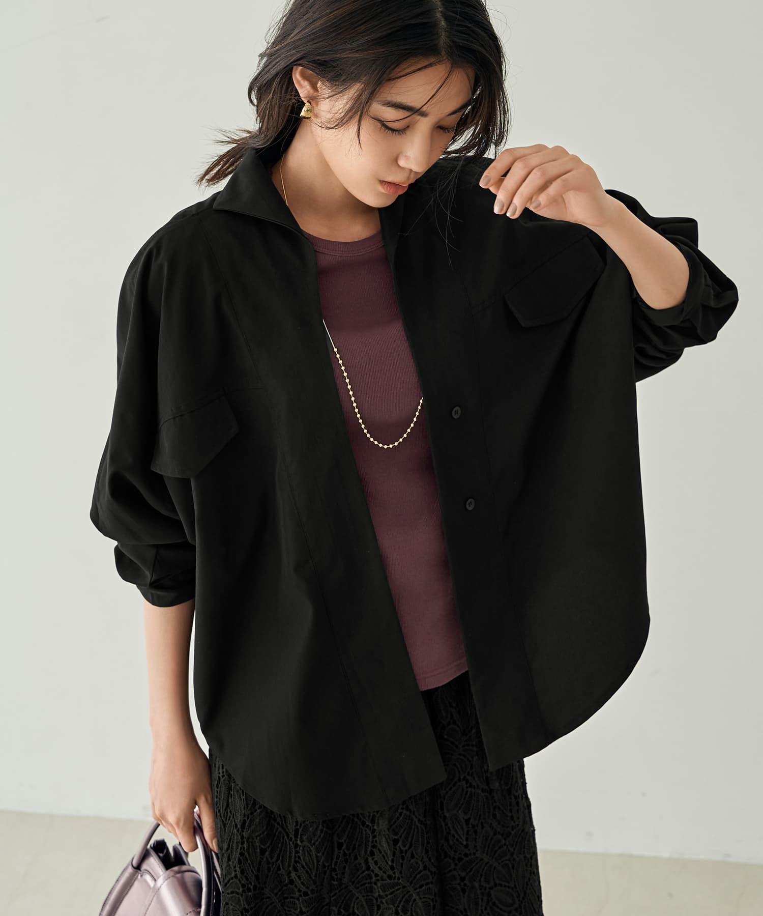 STYLE DELI「前を重ねたドルマンシャツ型プルオーバー」|シャツ・ブラウス|